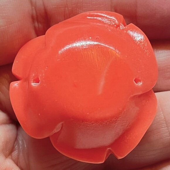 As Low As $2 Medium Peach Coraline Resin Grandiflora Rose Bead 34mm x 22mm (1) - Picture 3 of 5